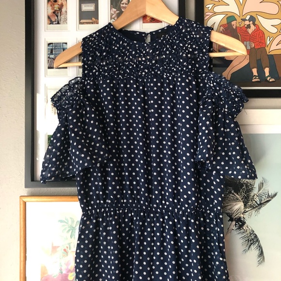 Blue and white polka dot jumpsuit Size Small - Picture 4 of 7